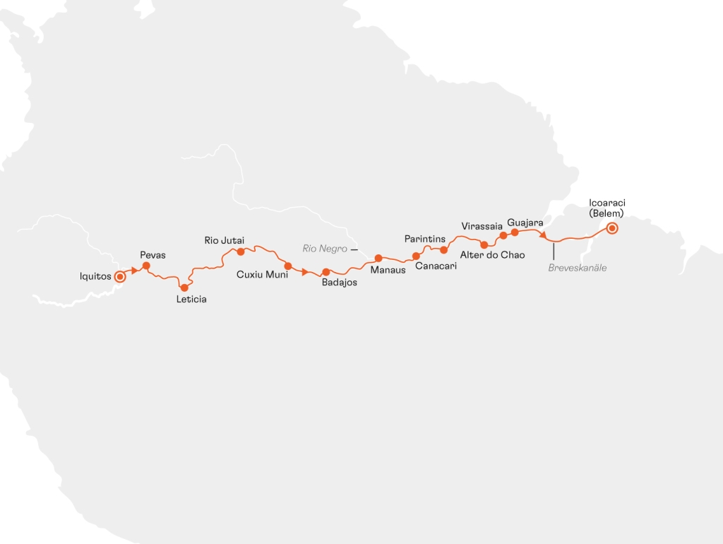 Mit der Hanseatic inspiration auf Amazonas Expedition - Route